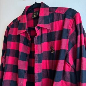OVO Buffalo Plaid Owl Logo Long Sleeve Button-up